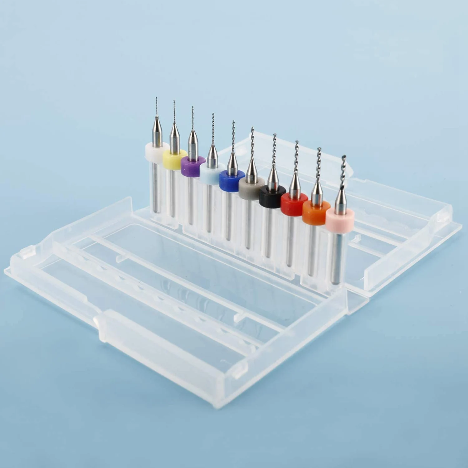 Set di punte da trapano per PCB da 50 pezzi Mini punte da trapano in metallo duro per incisione CNC di gioielli Dremel in pietra per circuiti stampati, 0.3-1.2mm