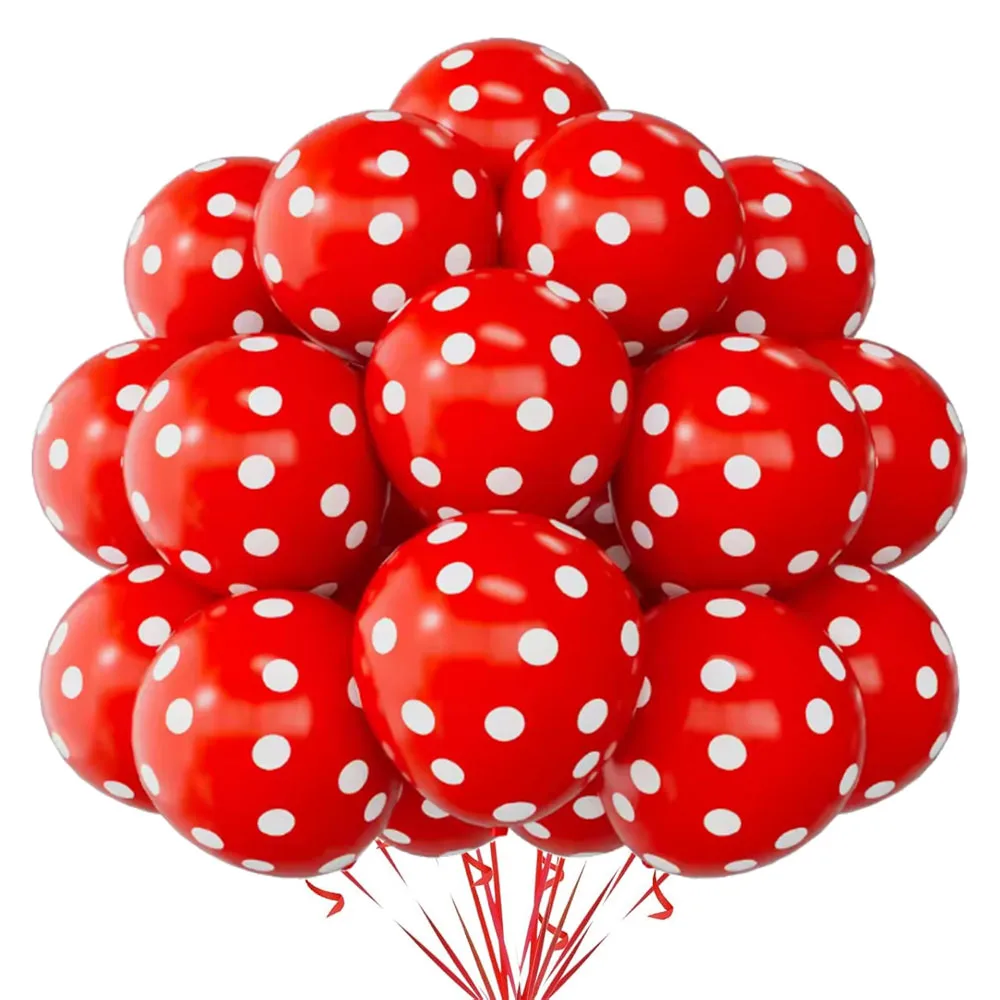 15 Globos Rojos con Puntos de 12 Pulgadas, Globos de Látex para Decoración de Fiestas de Cumpleaños, Aniversarios, Bodas, Accesorios para Fotos del Día de San Valentín
