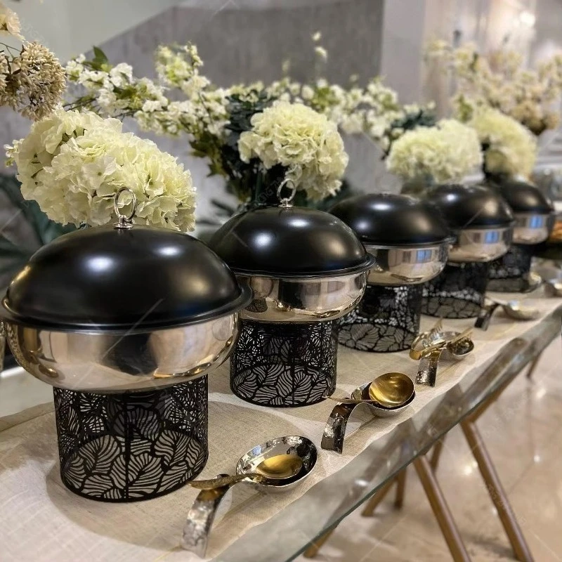 Hot Pot Buffet Set Food Heater Set 4.5LBlack Hot Pot Hotel New Design Quality Luxury Fancy Food Heater Server