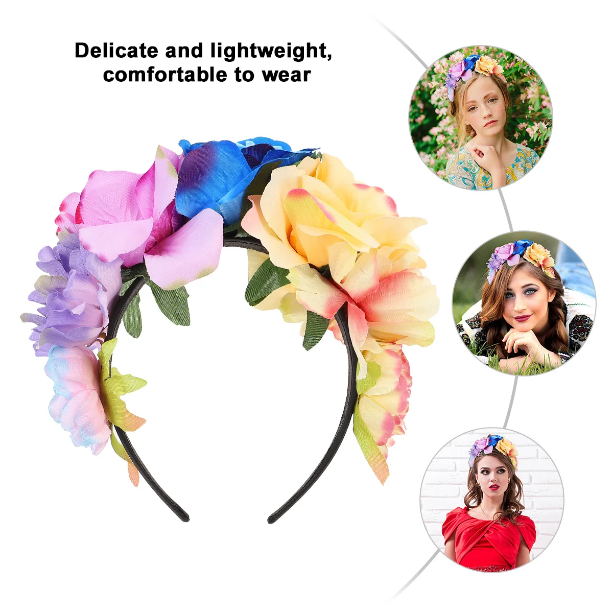 

Rose Flower Rose Flower Hair Clasp Clasp Halloween Headb Fashion Blue Bridal Accessories Women Hoop Hair Care Styling
