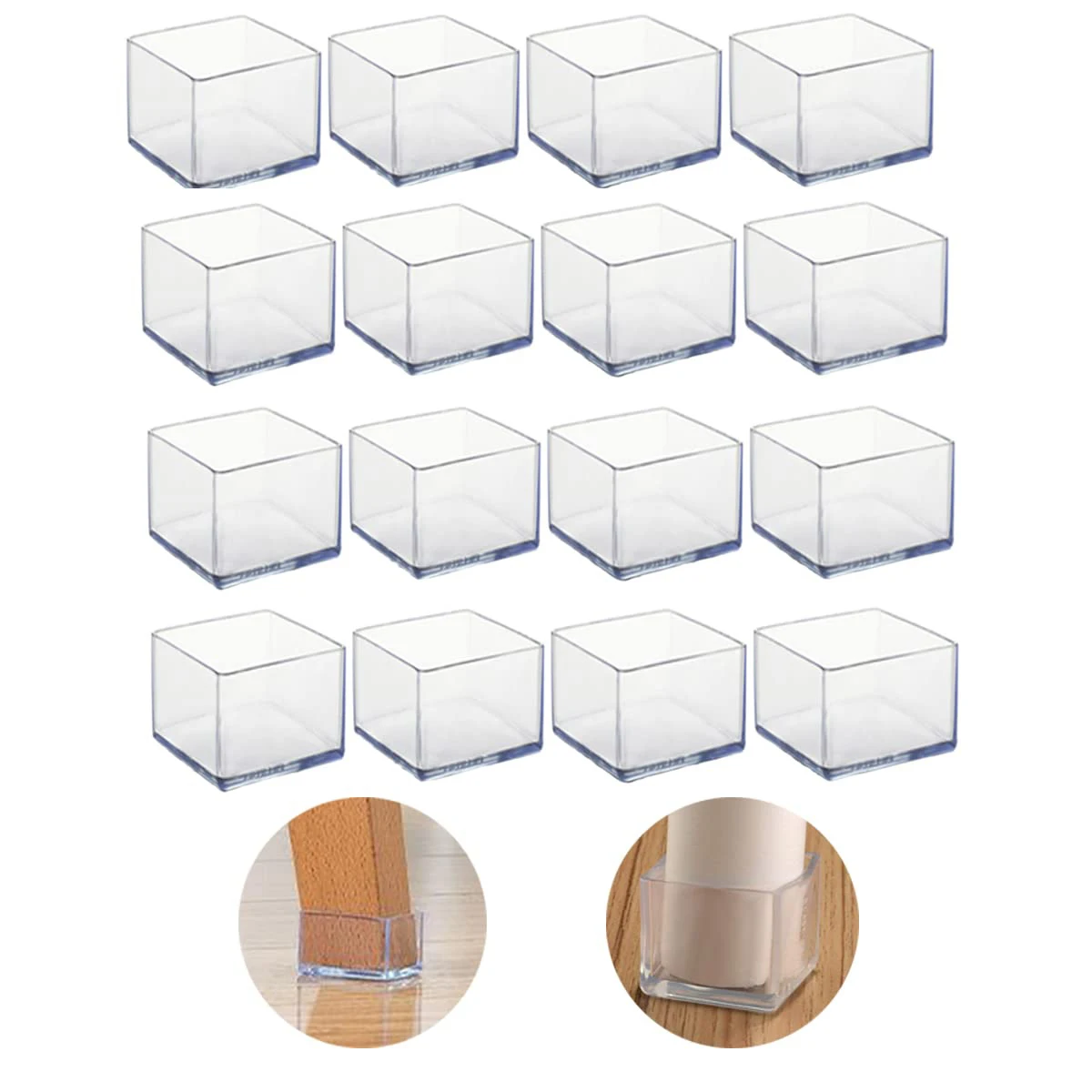 Square Silicone Floor Protectors Chair Leg Caps Non-Slip Covers Furniture Feet Silicone Pads Cap Noise Reduction Protect Floor