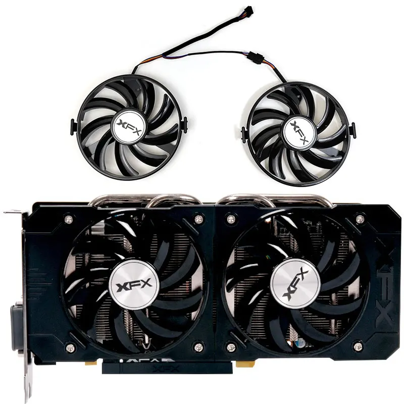 

XFX FDC10U12S9-C FY09010H12LPB R7 350 360 370 GPU fan, suitable for XFX R9 380 370, RX 460 560 graphics card cooling fan