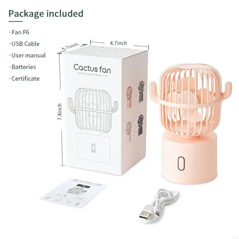 j6pe cactus mini table table table absible 80 درجة التناوب التناوب 3 سرعات للغرفة المنزلية في الهواء الطلق السفر في الهواء الطلق