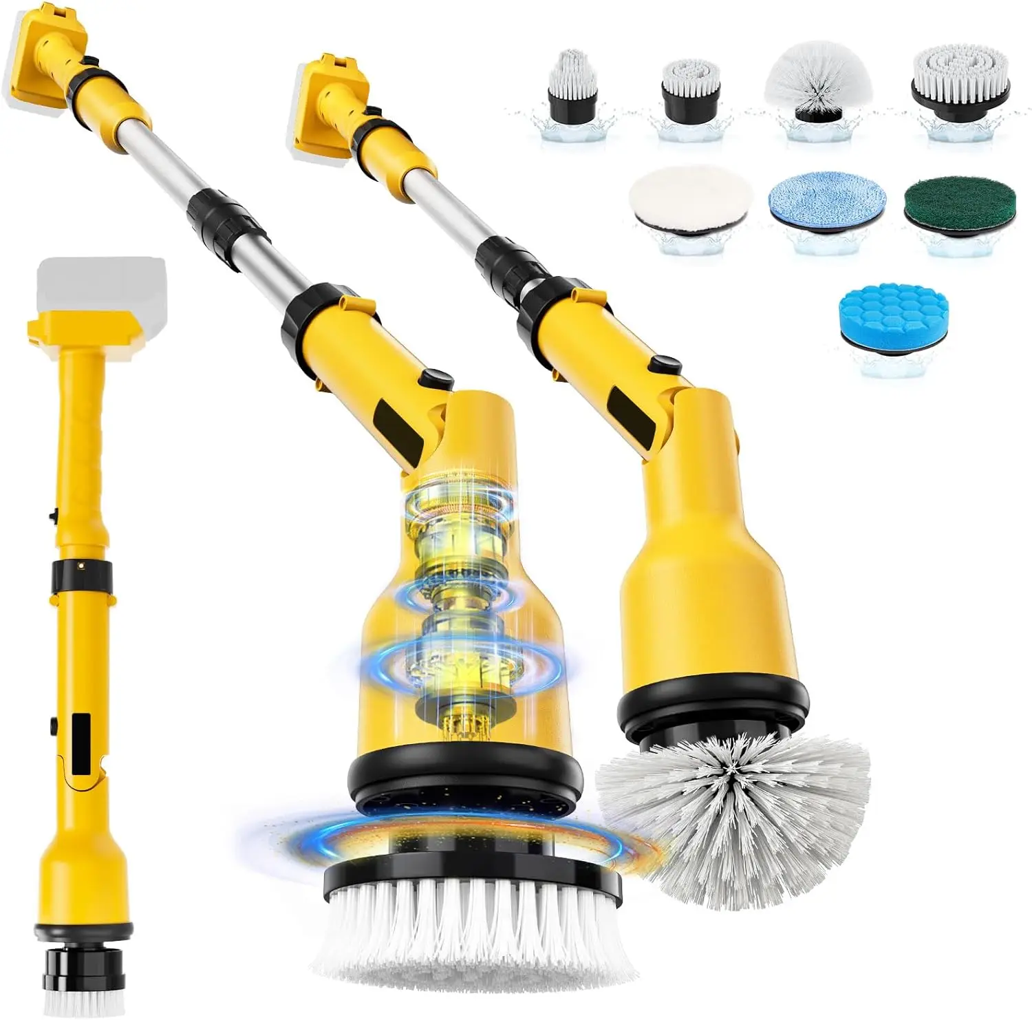 Lavapavimenti elettrico compatibile con batteria Dewalt 20V 60V (senza batteria), spazzola per pulizia a batteria da 1000 giri/min con 8 spazzole Hea