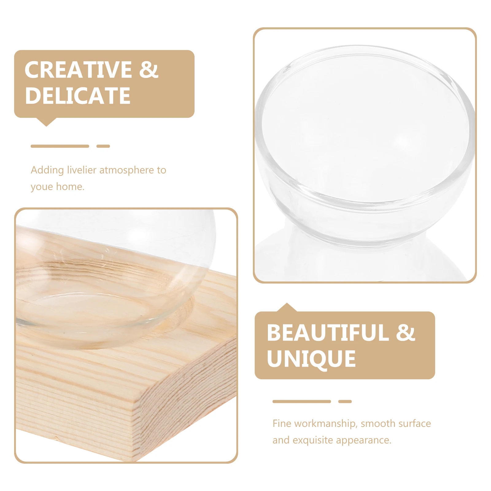 

1 Set Desktop Clear Glass Planter Flower Vase With Base Small Plant Holder For Home Office Decor Indoor Wall Garden Terrarium