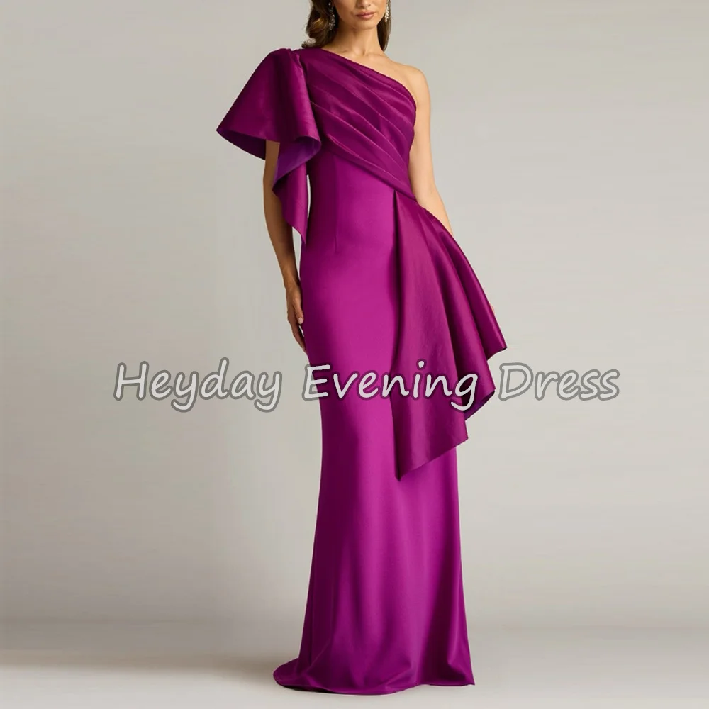 

Heyday Crepe Mermaid One-shoulder Neckline Floor Length Simple Saudi Arab Evening Party Dresses For Women 2025 With Sleeveless