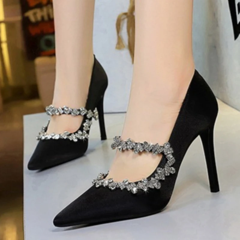 Womens Shoes 2026 New Water Diamond High Heels Slim Heeled Pointed Shoes for Women Headband Comfortable Sandals Zapatos De Mujer view 6