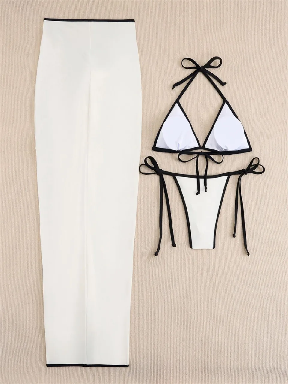 3 Pieces Halter Bikinis 2025 Solid Swimwear Female Sexy Swimsuit Women With Mesh Beach Dress Bathers Bathing Swimming Swim Suit