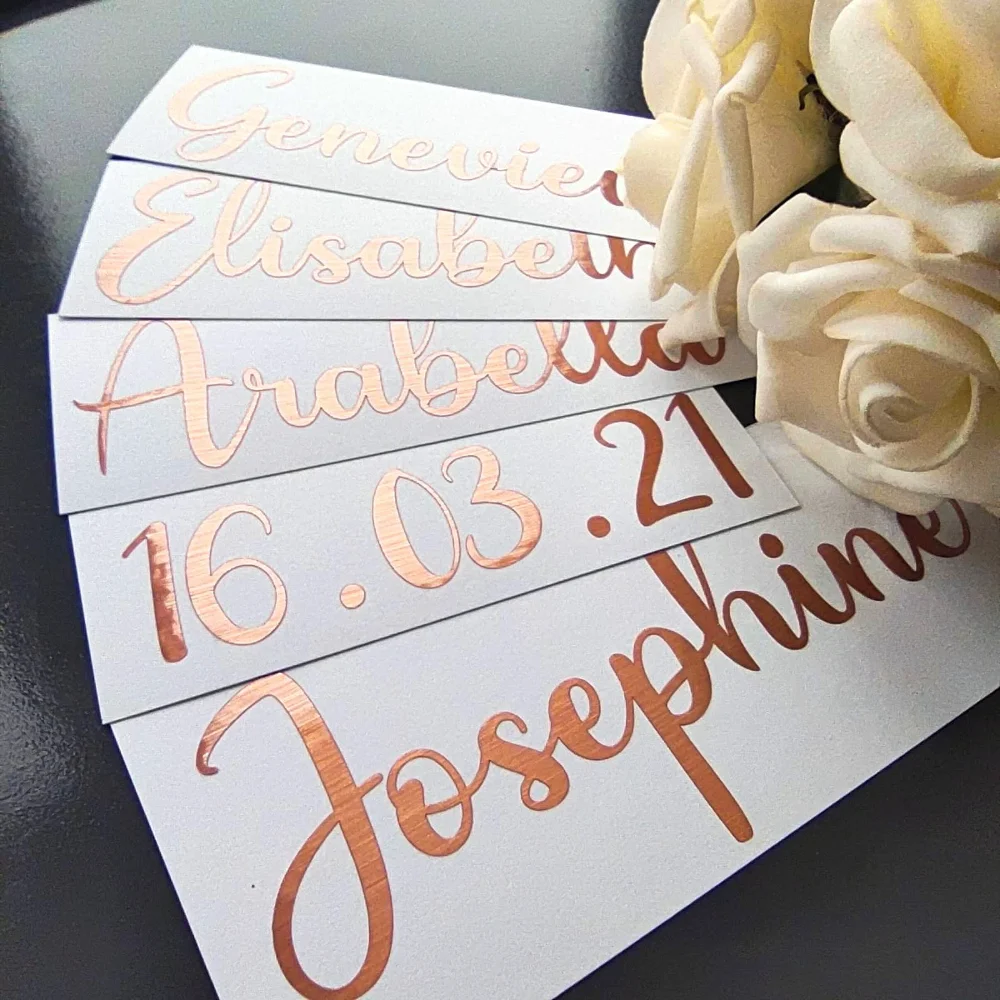 Pegatinas de vinilo personalizadas, calcomanía con nombre, fecha, letras, calcomanía de vidrio, decoración de boda, pegatinas personalizadas,