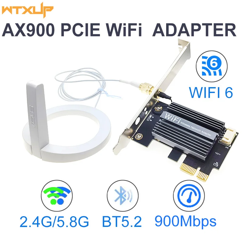 Wifi 6 PCI-E Adapter AX900 Wireless Ethernet Netzwerkkarte PCIe WiFi 2,4G/5G BluetoothT 5,2 für Win10/11