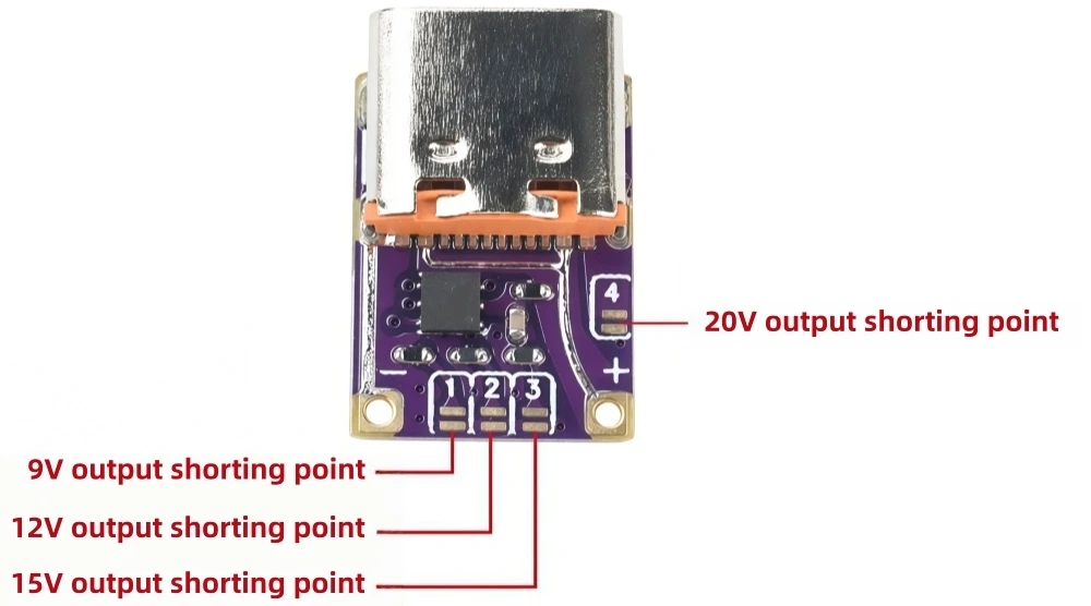 PD3.0 PD3.1 QC3.0 Auslösermodul Typ-C Schnelllade-Spannungsaktivator Stromversorgung zu DC-Konverterplatine für DIY-Projekte – Detail 1