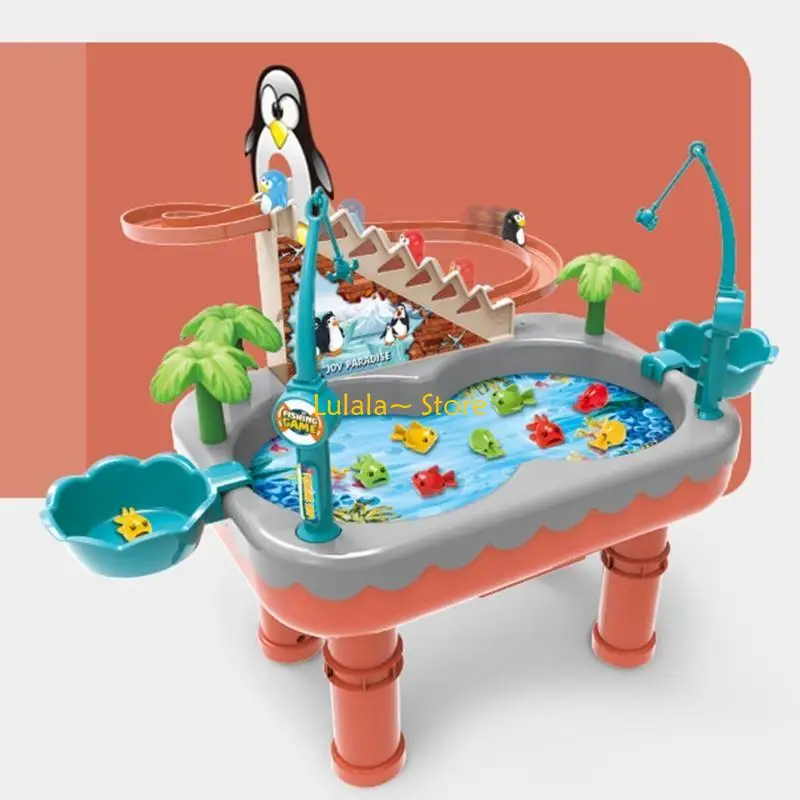 Y4QA Bàn trò chơi câu cá từ tính Đồ chơi chim cánh cụt điện Đồ chơi bàn câu cá Quà tặng trẻ
