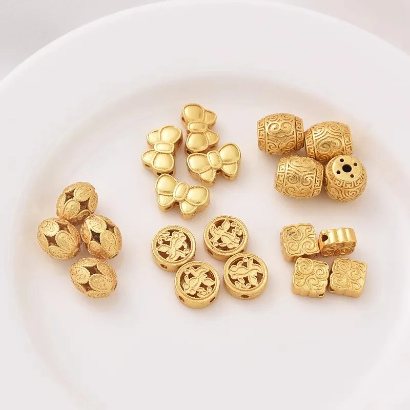 Manik-manik ember warna emas bodoh 18K buatan tangan diy tali manik gelang gelang busur transfer manik perhiasan dengan manik-manik