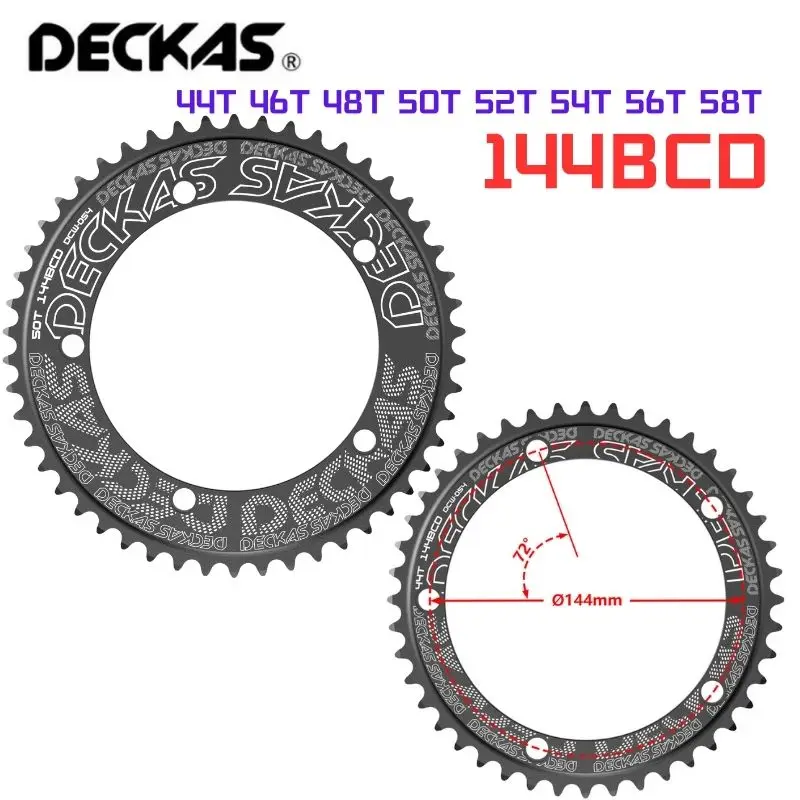 

DECKAS 144BCD Fixed Gear Round Chainring Track Bicycle Crankset 44T-58T Teeth Wheel Chainwheel for TMB Road Bike Cycling Parts