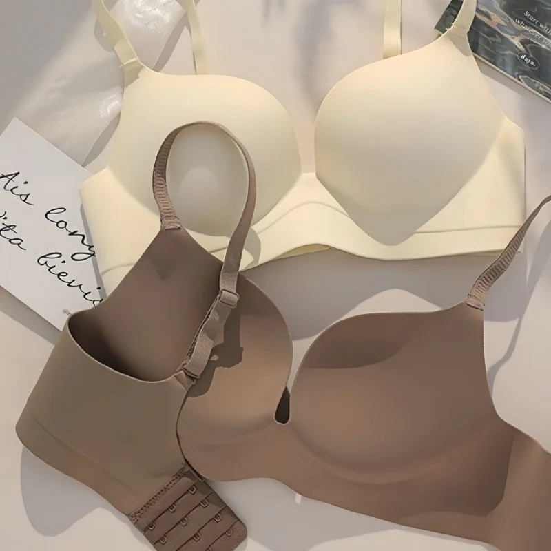 Small Chest Push-Up Bras Women Seamless Underwear Gathered Non-wire Sexy Lingerie Comfort 3/4 Cup Bra Solid Color Brassiere