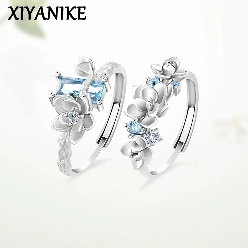 

XIYANIKE Sweet Cool Flower Zirconia Adjustable Open Rings For Men Women Fashion New Jewelry Couple Gift Party кольцо