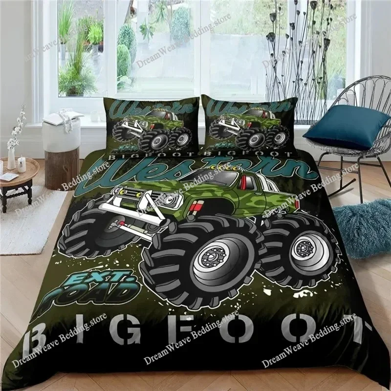 Monster Trucks Duvet Cover Hot Wheels Pillowcase Bedding Set Adult Boys Girl Bedroom Decoration Children Gift Single Double Size