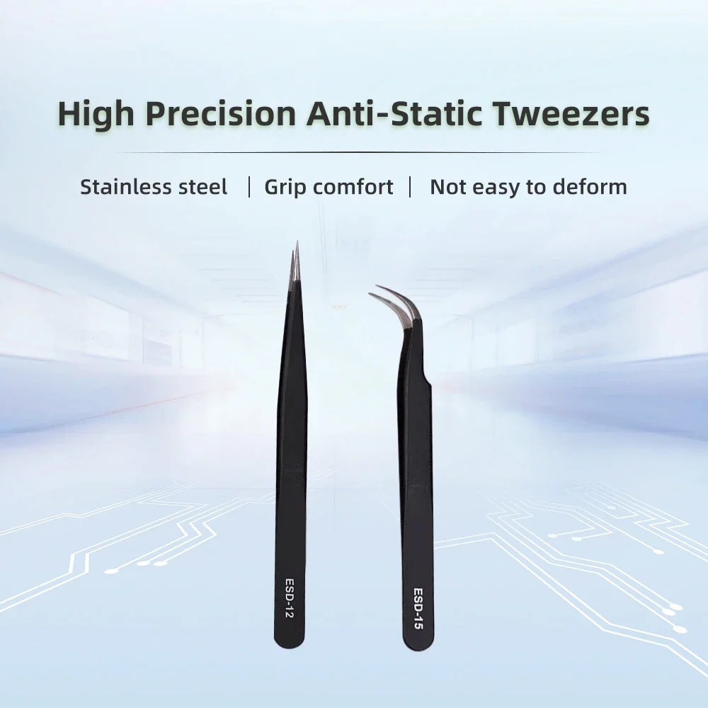 3D Printer Antistatic Tweezers Tool Set High Tip Curved Straight Stainless Steel Multifunction Nipper Repair Tool Kit
