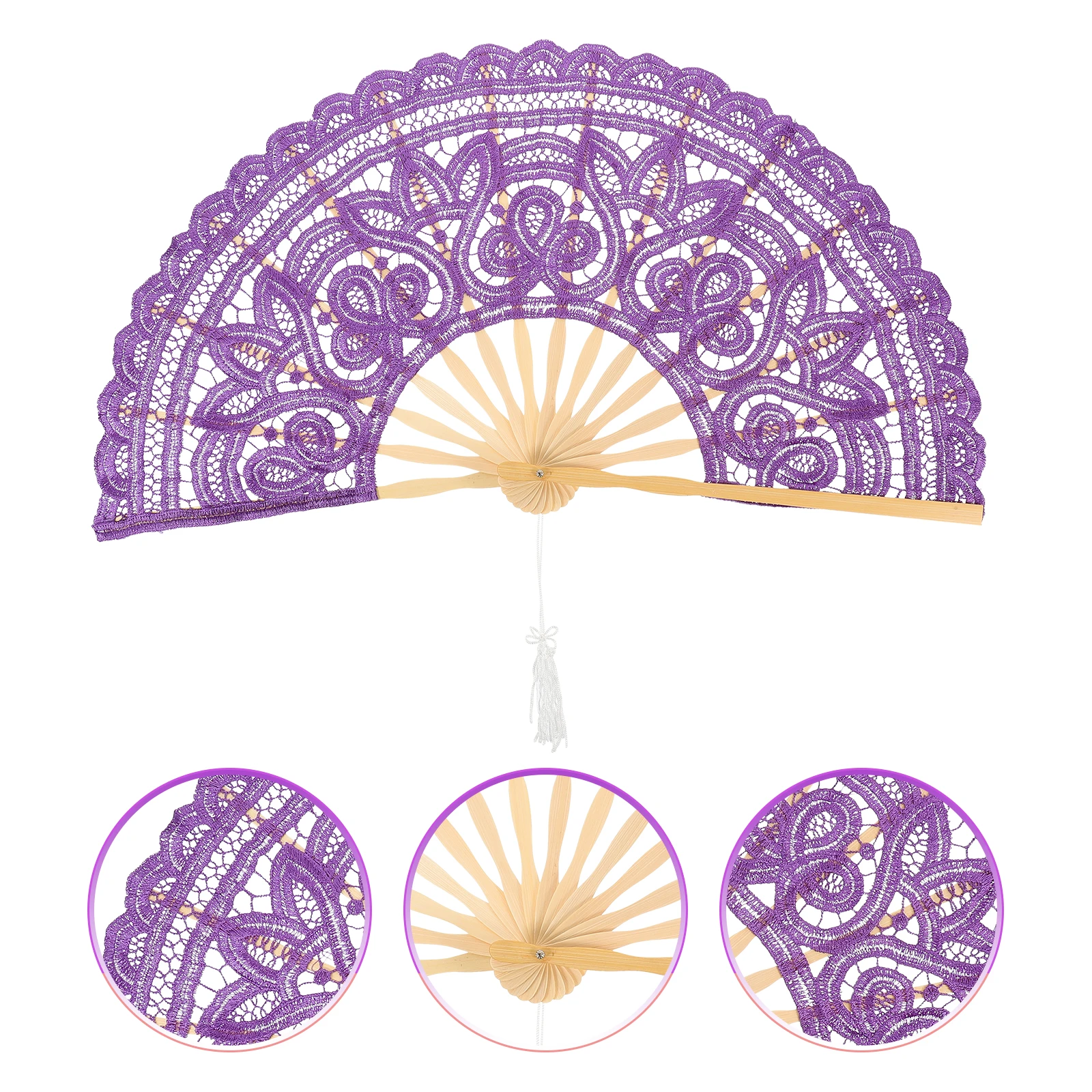 

Retro Palace Fan Handheld Fans for Women Foldable Bamboo Wedding Bridal Vintage