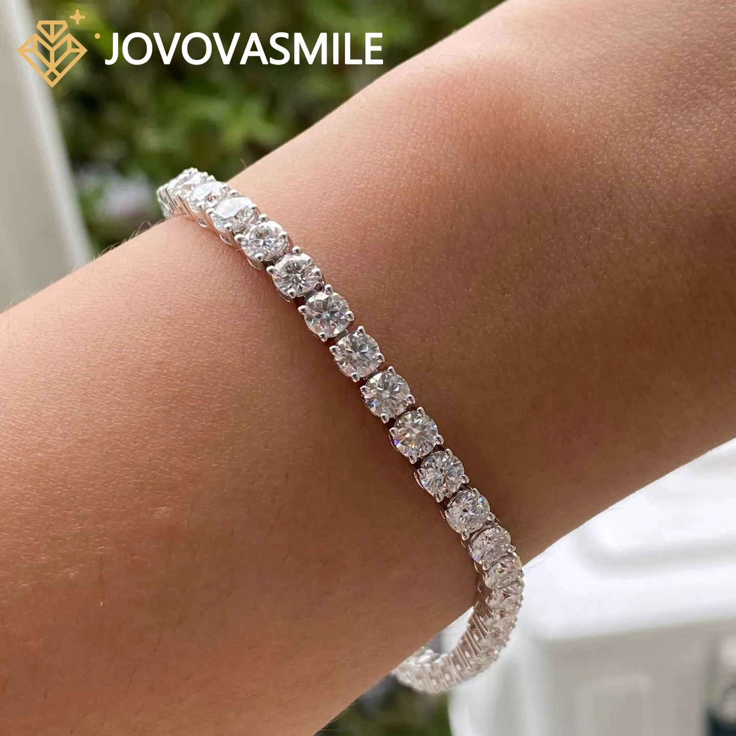 

JOVOVASMILE Moissanite Tennis Bracelet Diamond Jewelry 3mm 4mm 5mm Bracelet 100% 925 Silver Plated 18k Gold for Man Woman