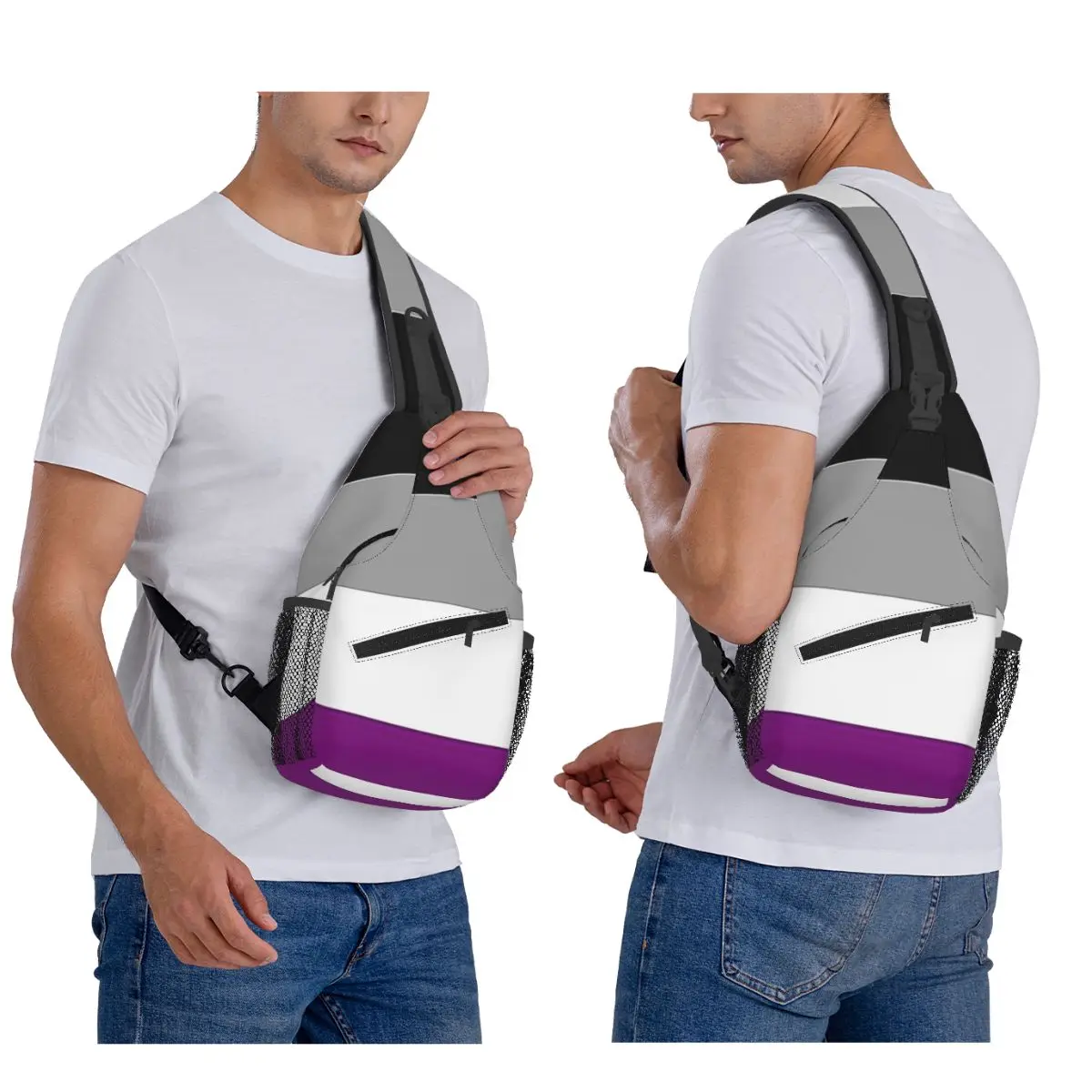 

Asexual Flag Chest Bag Men Sling Crossbody Backpack Chest Bag Travel Hiking Daypack Shoulder Bag