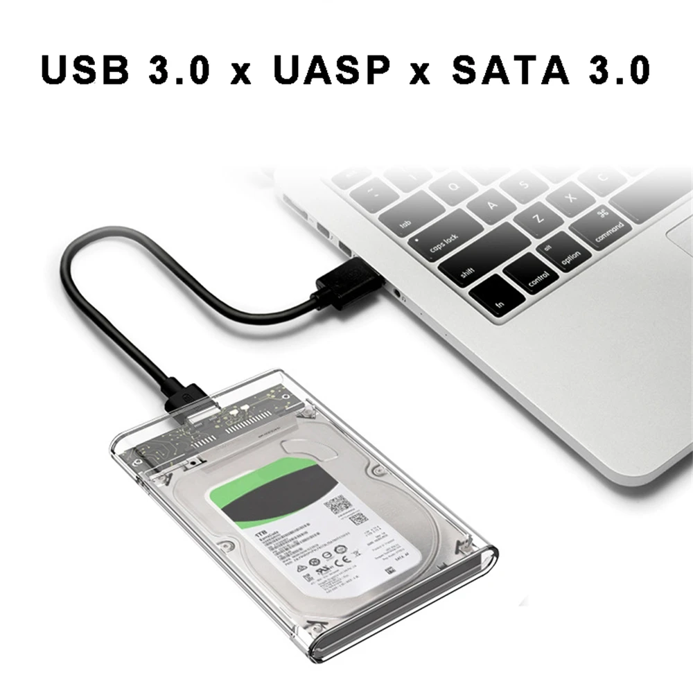 SATA zu USB Festplattengehäuse USB 3.0 Typ C zu SATA III Transparentes Gehäuse Aufbewahrungsbox Zubehör für Notebook-Computer-Festplatten – Detail 3