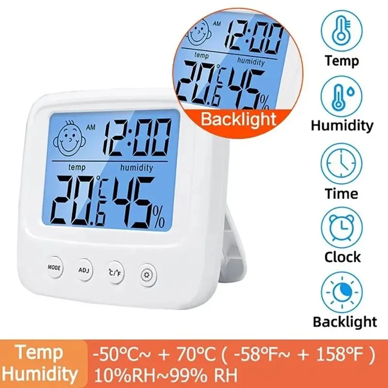 LCD Digital Humidity Meter Baby Room Thermometer with Backlight Indoor Electronic Hygrometer Weather Station for Home