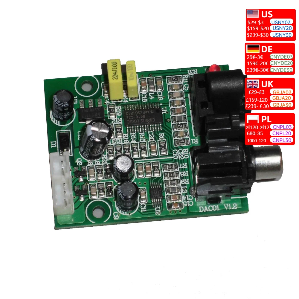 DAC Digital Decoder CS8416+CS4344 Optical Fiber Coaxial  Signal Input Stereo Audio Output Decod For Amplifier