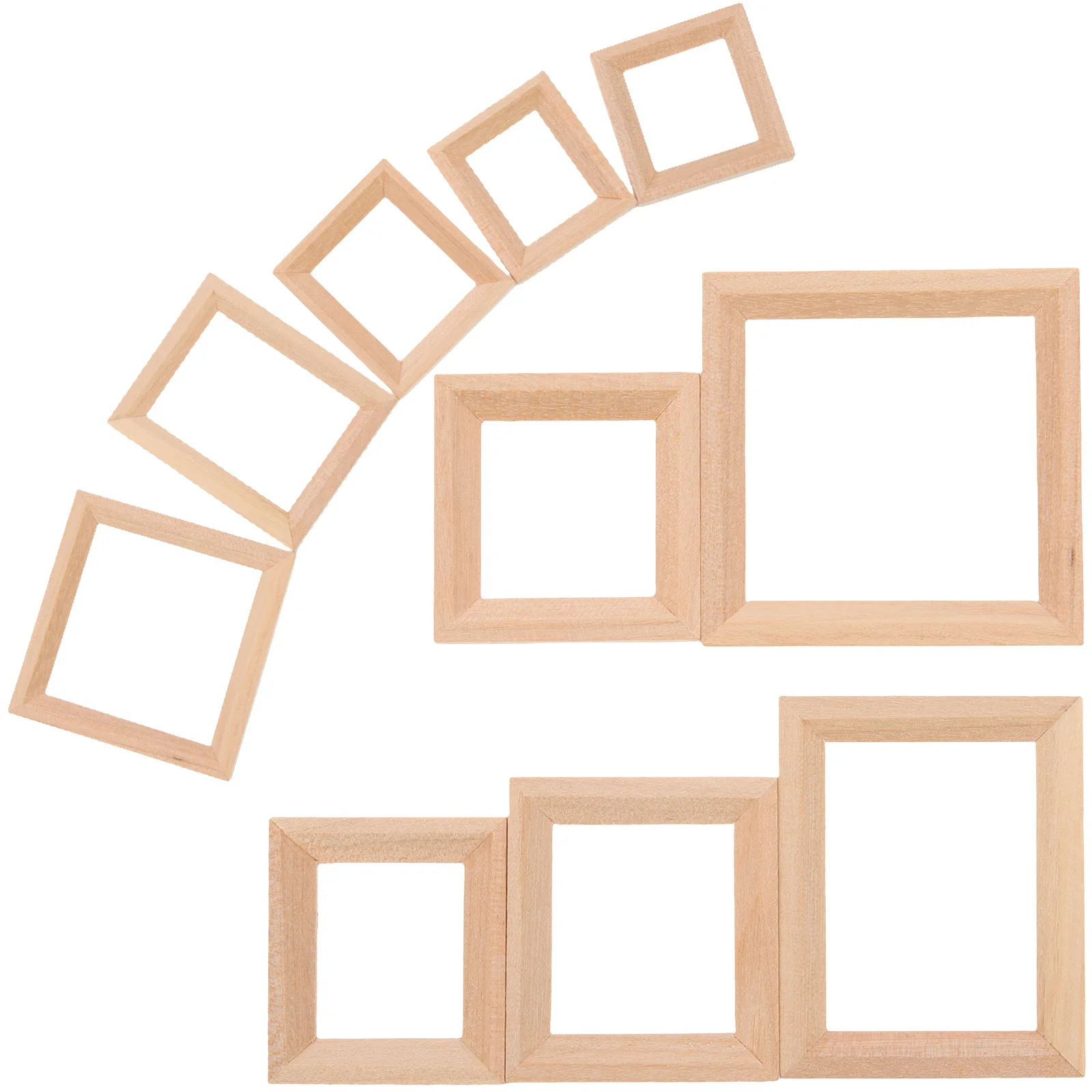 10 Pcs Micro Photo Frame Solid Wood Picture Unfinished Frames Suite Decorative Dollhouse