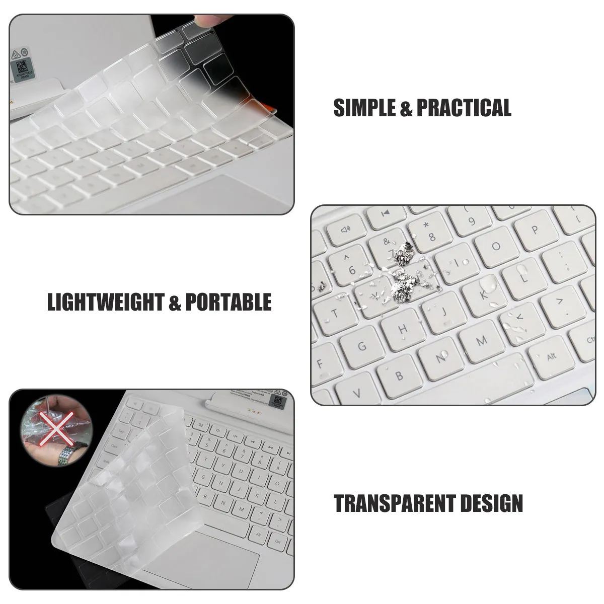 

5pcs Keyboard Film Transparent Dustproof Silicone Keyboard Protective Film Cover For 13 15Pro Laptop Anti-Spill Protector