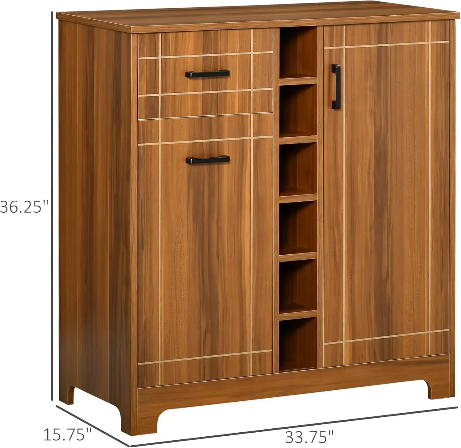 Armadietto per vino retrò per 6 bottiglie, credenza per portabottiglie, con supporti in vetro e 1 cassetto, marrone