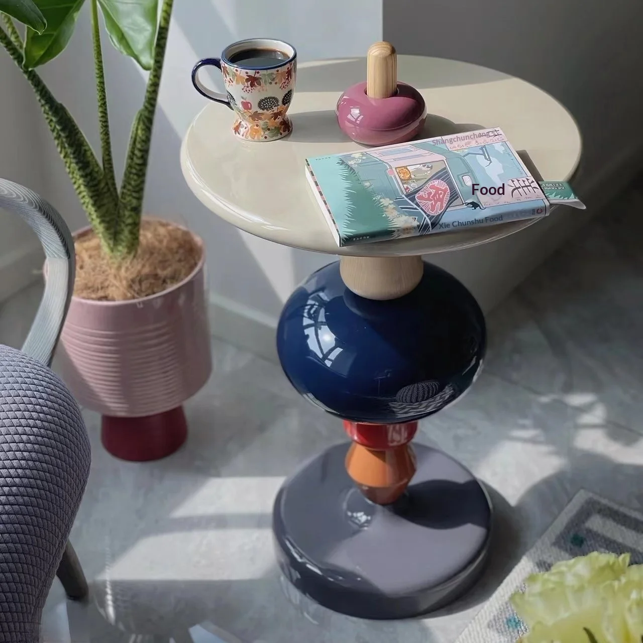Nordic creative modern simple detachable wooden coffee table living room furniture Internet celebrity sugar coating gourd