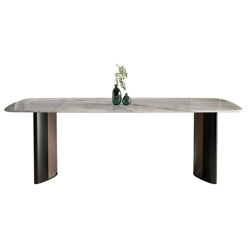 Light luxury marble dining table and chair combination high-end natural luxury stone rectangle