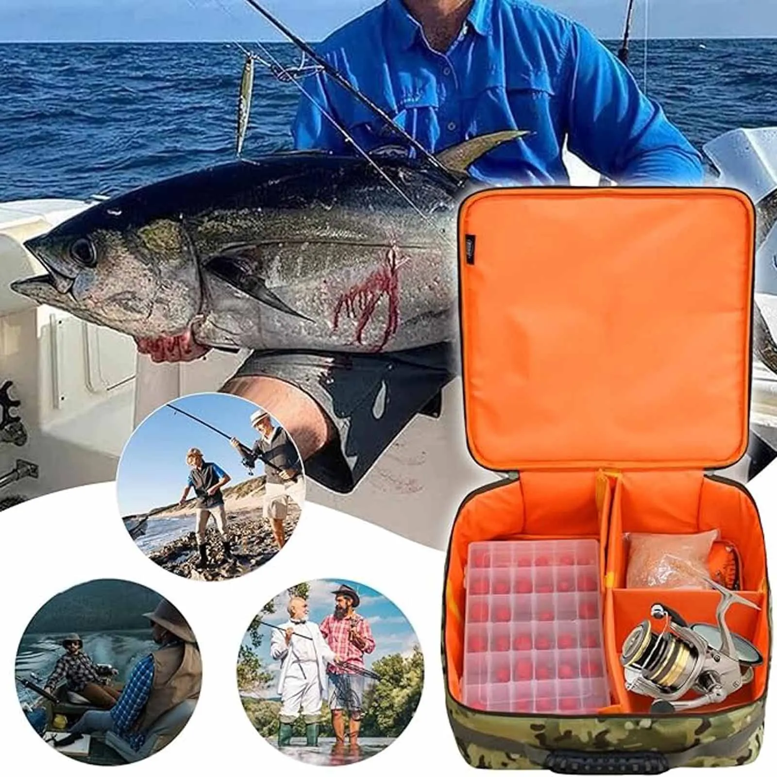 Outdoor Portable Storage Bag Adjustable Camping Bags Large-Capacity Fishing Gear Bags Camouflage Tackle Box Accessory