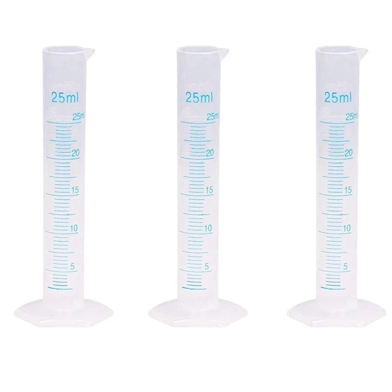 3X Measuring Cylinder Plastic Graduated Tube Tool For Lab(25Ml) Promotion