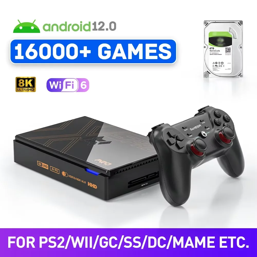 Kinhank Super Console X5 Pro Retro-Spielekonsole mit 16.000 Spielen für PS2/PS1/SS/DC/N64 mit 4T HDD