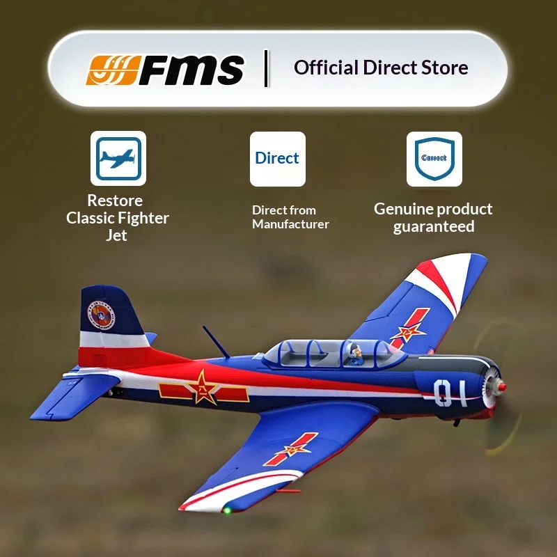 Fms Rc Fixed Wing Plane Cj 6 V2 1200Mm Scale Airforce Trainer Performance Aircraft For Adult Hobby Outdoor Flight Enthusiasts
