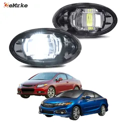 2X Upgrade LED Fog Lights Assembly for Honda Civic Coupe FG 2012 2013 2014 2015 Car PTF with Clear Lens Daytime Running Light