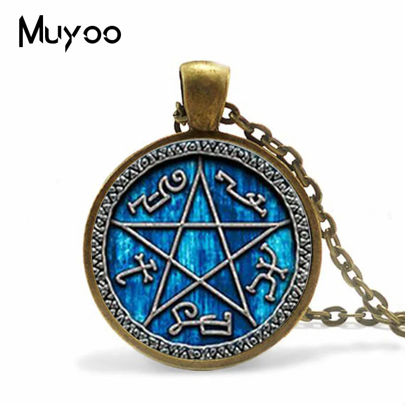 2019 New Vintage Supernatural Devils Trap Necklace Magical Pentagram Amulet Sign Jewelry Glass Cabochon necklace HZ1