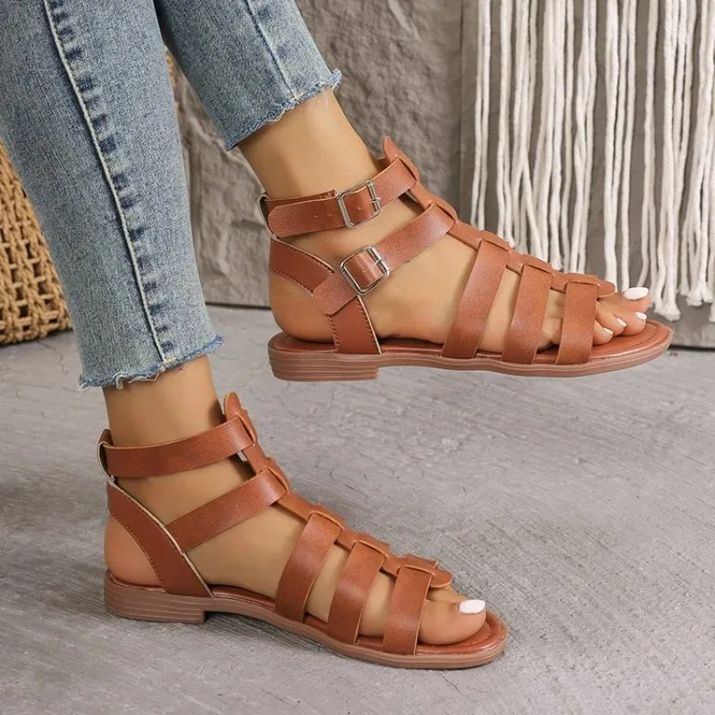 

Women's Sandals Summer Elegant Woman Shoes with Low Heels Casual Gladiator White Sandals