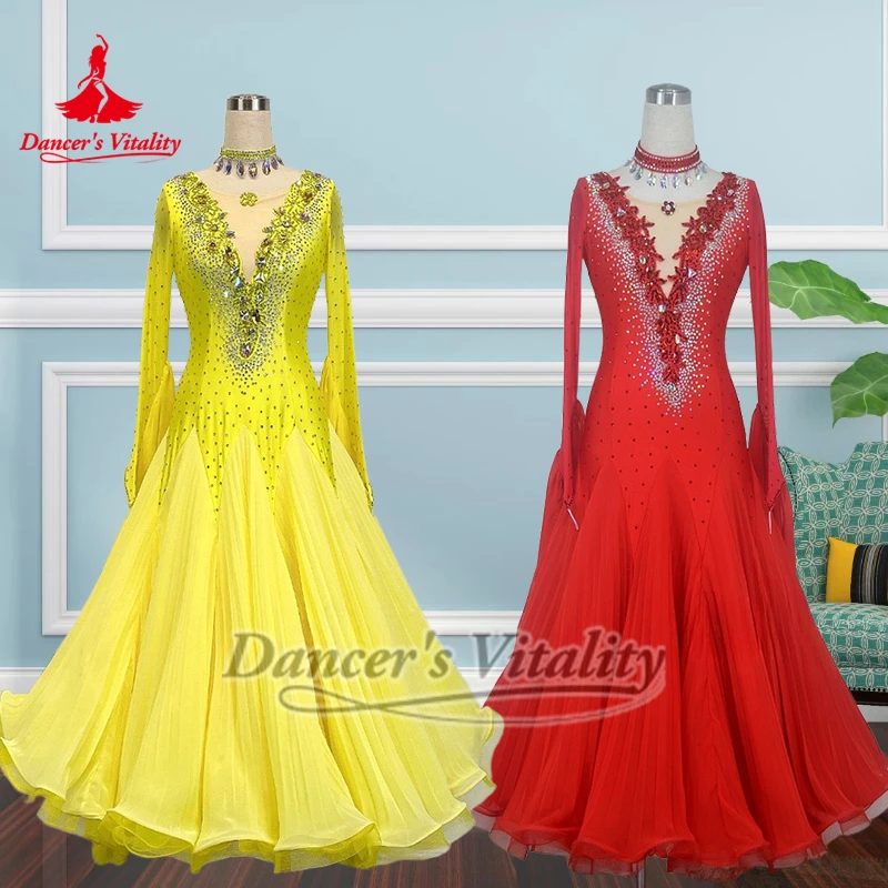 

Adult Women V-shaped Back Social Dance Pleated Skirt Pendulum Performance Big Swing Dress Waltz Outfit Custom Dancer's Vitality