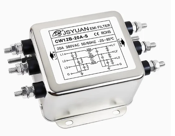 CW12B-20A-S  anti-interference AC 380V power filter EMI circuit audio purifier  Double-stage terminal table type 3Phase Interfer