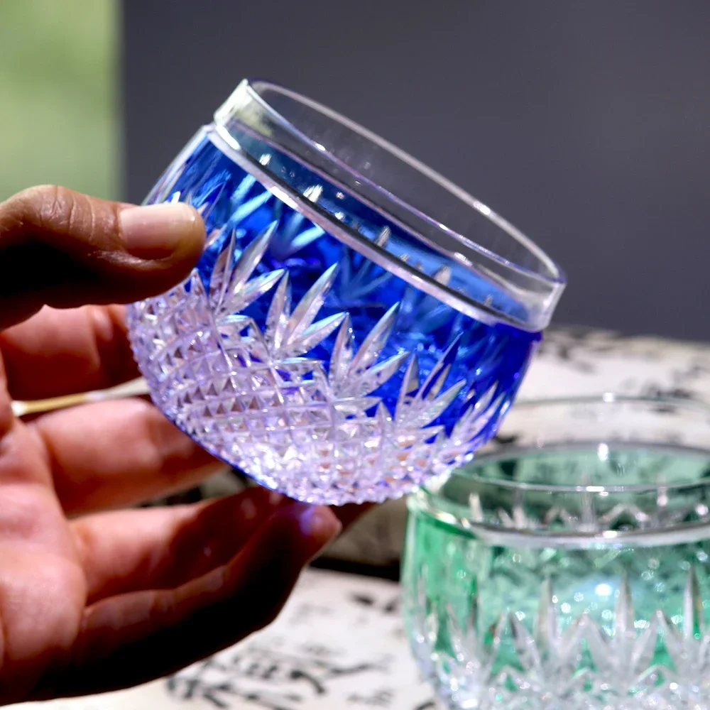 3 Oz Edo Kiriko Hand Cut 24% Lead Crystal Shot Glass 90ml Japanese Artisanal Sake Cup for Spirits And Beverages