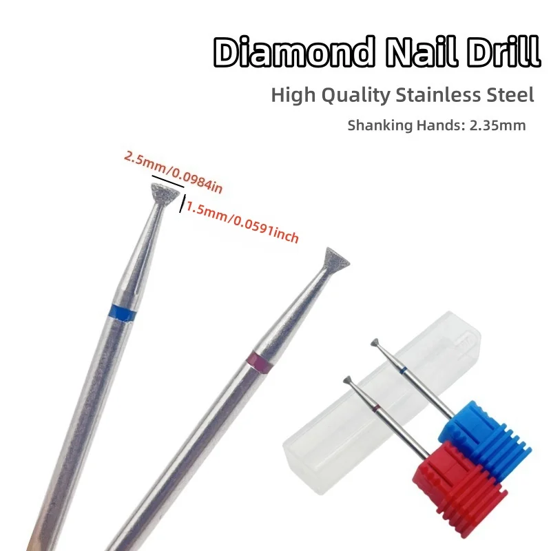 Broca de Diamante para Unhas de 2.5mm, Removedor de Cutículas e Pele Morta, Ferramenta Profissional de Manicure Segura