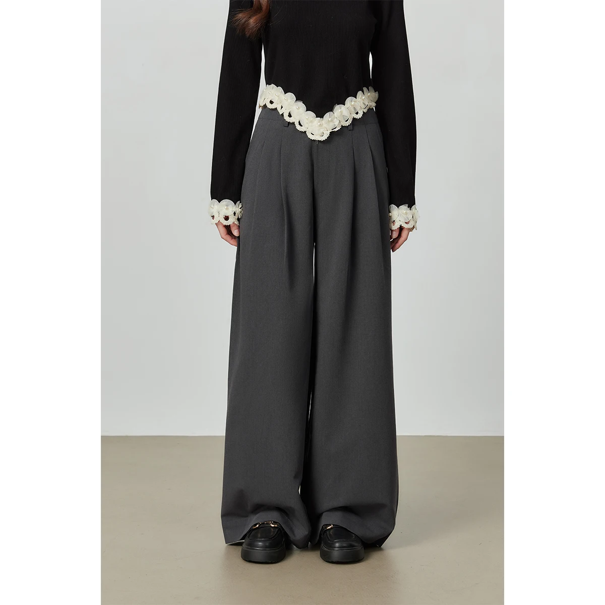 

Женские широкие брюки ASSEUU: свободный крой, весна 2026, повседневный стиль, прямые брюки с завышенной талией