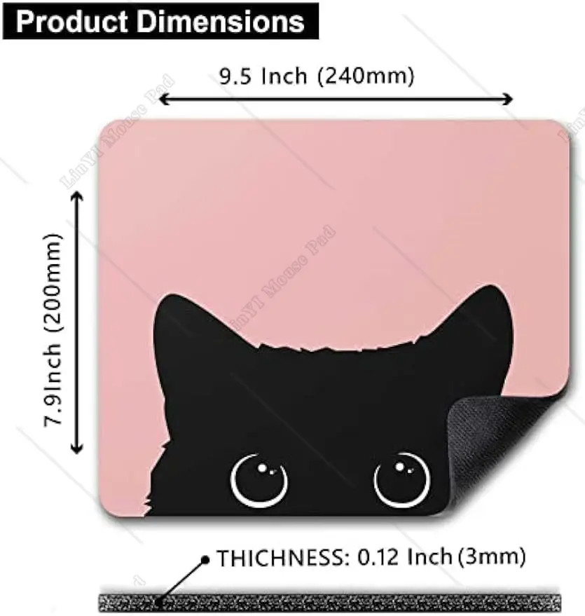 Cute Kitten Mouse Pad Small Pink Kawai Cat Mouse Pad Anti-Slip Rubber Base Mousepad for Computer Laptop Office Work 9.5x7.9 inch