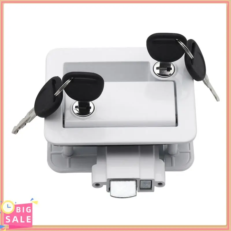 

Better-RV Trailer Entry Door Lock RV Door Lock Replacement Double Open Door With Deadbolt Computer Key Door Handle White