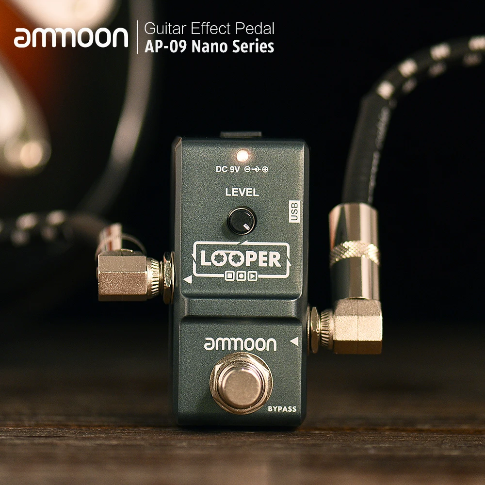 ammoon AP-09  Nano Loop Electric Guitar Effect Pedal Looper True Bypass Unlimited Overdubs 10 Minutes Recording with USB Cable