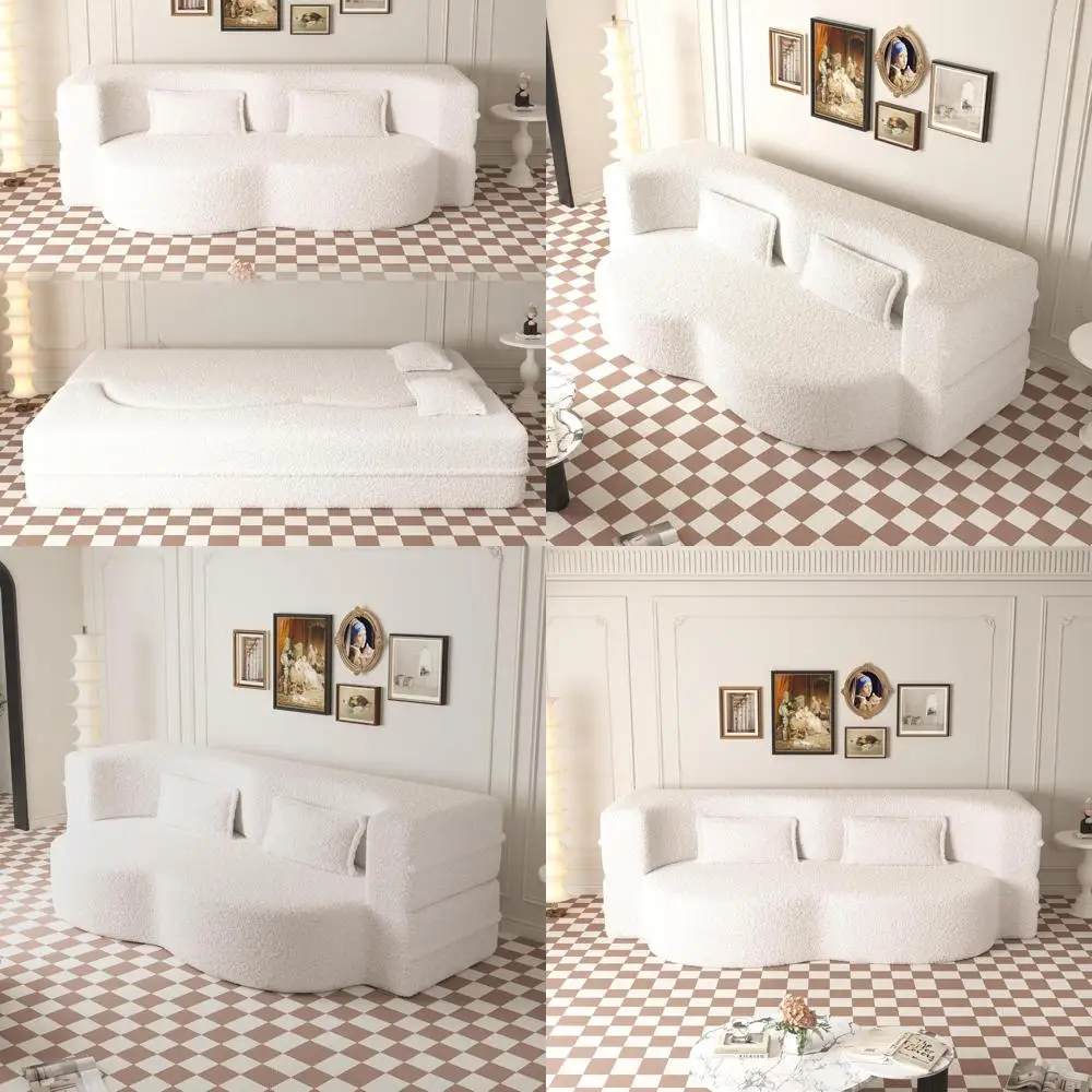 

Convertible Folding Sofa Bed, Full Size Futon Loveseat Sleeper Couch with Pillows, Lounge Floor Sofa Folding Mattress, Comfortab