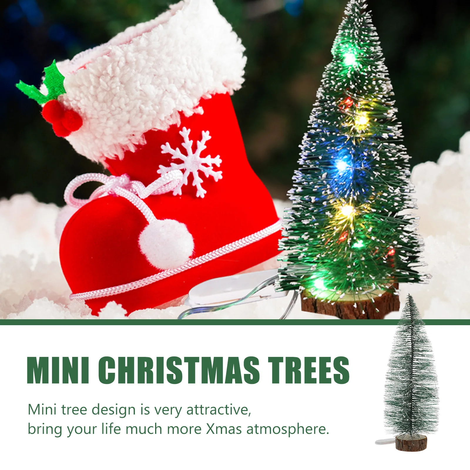 

1Pcs Mini Christmas Tree Luminous Desktop Xmas Tree for Tabletop Shelf Window Sill Decor Christmas Gift for Family Friends